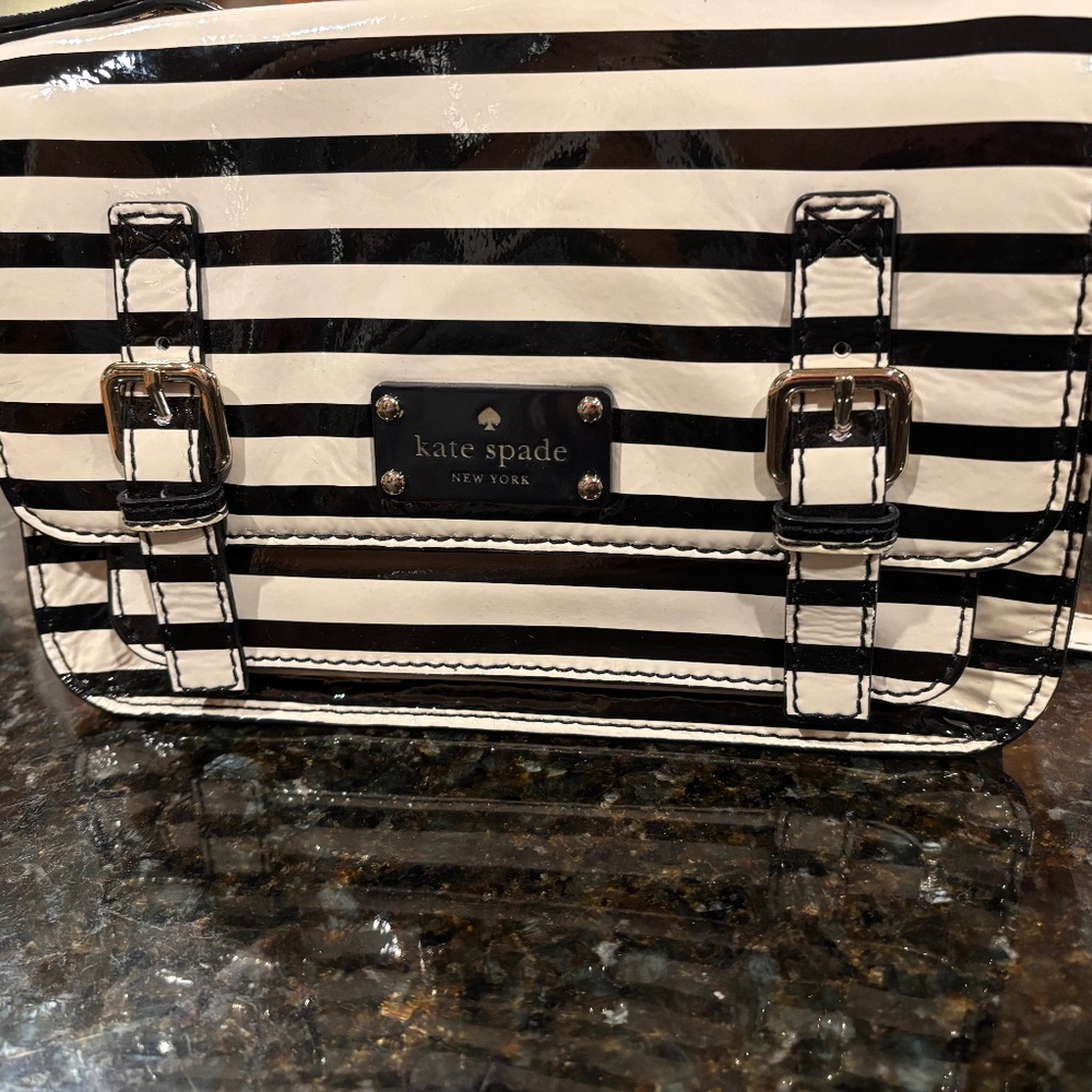 Black & White Striped Kate Spade crossbody